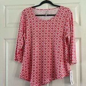 Lulu-B Colorful Comfy Top - Pink and White